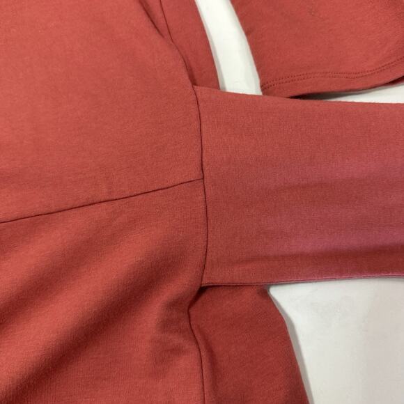 Pure Jill Tie Waist Maxi Dress L Petite Rust Affinity French Terry Side Slit NEW - Picture 7 of 12